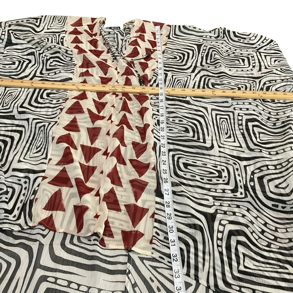 ZARA Abstract Tribal Print Kaftan Blouse Tunic Top Size M - Picture 9 of 10